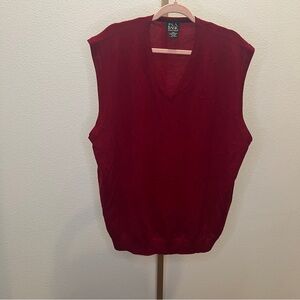 JoS A Bank Men's 100% Merino Wool Red Sweater Vest in XXL